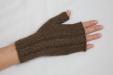 Handknit Baby Alpaca Fingerless Gloves (Brown)