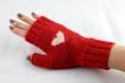 Handknit Baby Alpaca I-HEART Fingerless Gloves