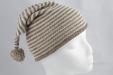Handknit Baby Alpaca Striped Stocking Cap (Flax and White)