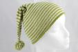 Handknit Baby Alpaca Striped Stocking Cap (Lime and White)