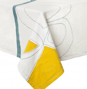 DVF Miro Unique Table Cloth in White/Yellow/Teal/Beet